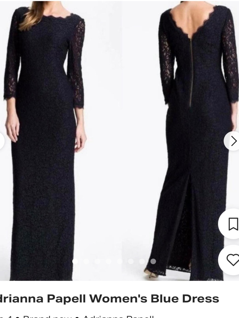 Adrianna Papell Navy Lace Gown size 4